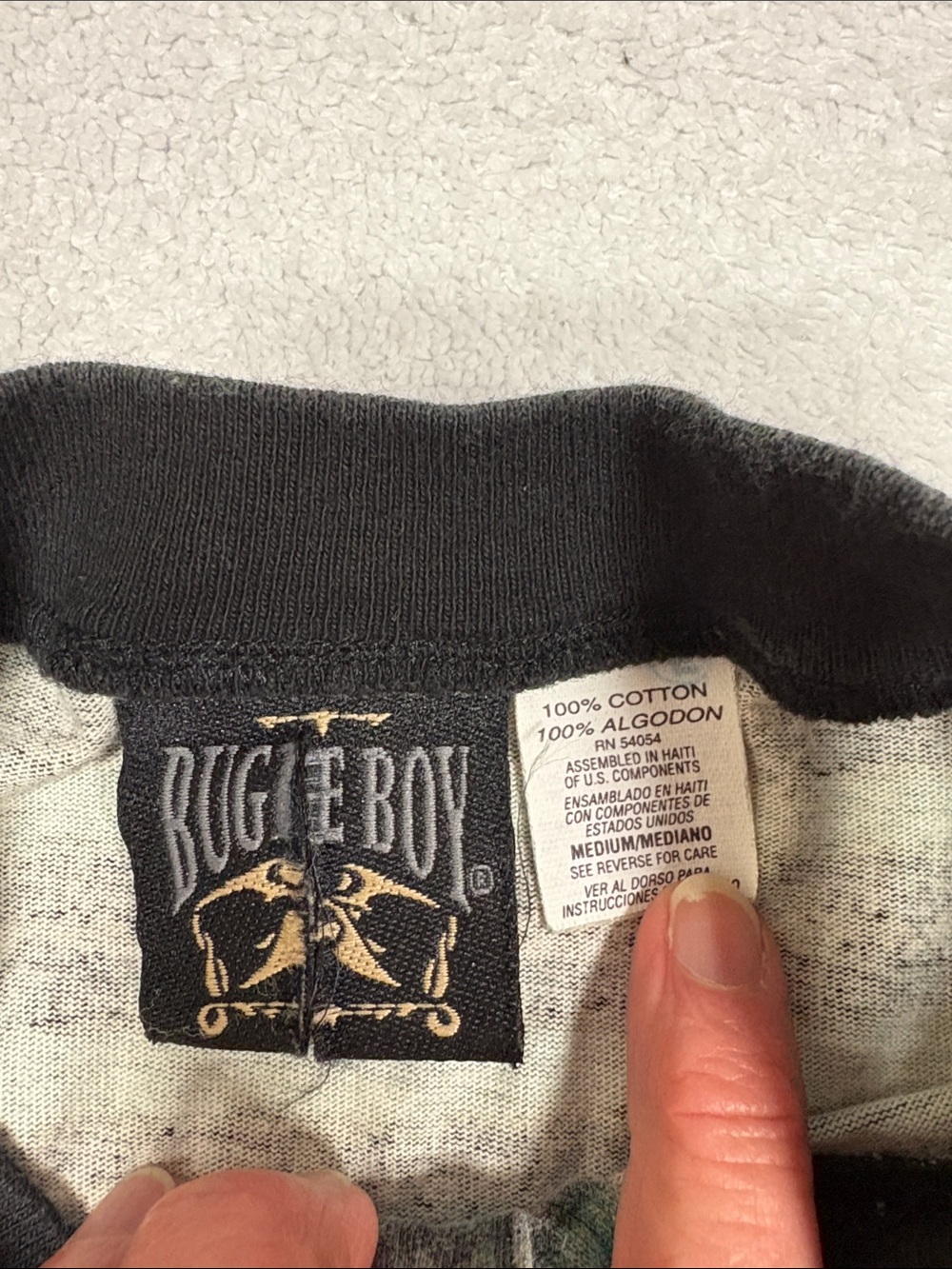 90s Vintage Bugle Boy Grandad Henley L Long Sleeve Stripe Plaid Eclectic med - Picture 6 of 8